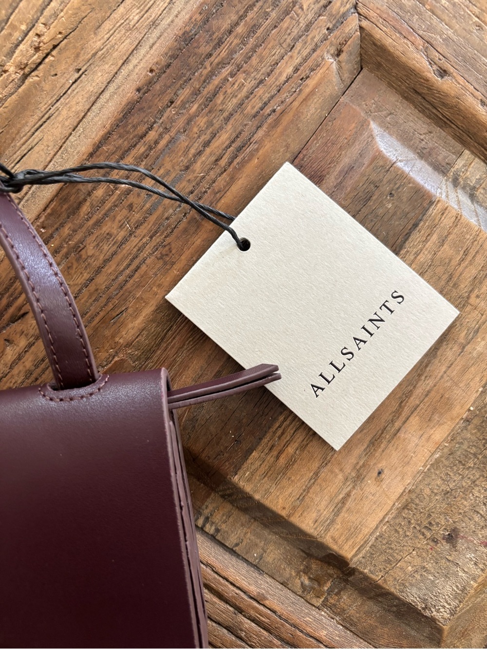 AllSaints Plum Leather Mini Crossbody Bag - Picture 4 of 7